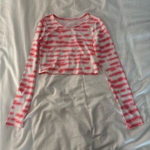Pink and White Long Sleeve Top